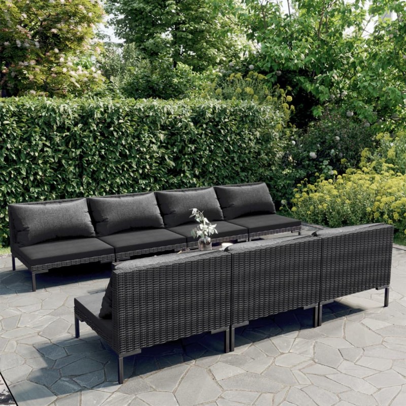 vidaXL 8-tlg. Garten-Lounge-Set mit Kissen Poly Rattan Dunkelgrau vidaXL 8-tlg. Garten-Lounge-Set mit Kissen Poly Rattan Dunkelgrau