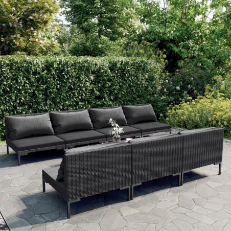 vidaXL 8-tlg. Garten-Lounge-Set mit Kissen Poly Rattan Dunkelgrau