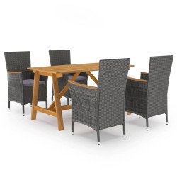vidaXL 5-tlg. Garten-Essgruppe Grau