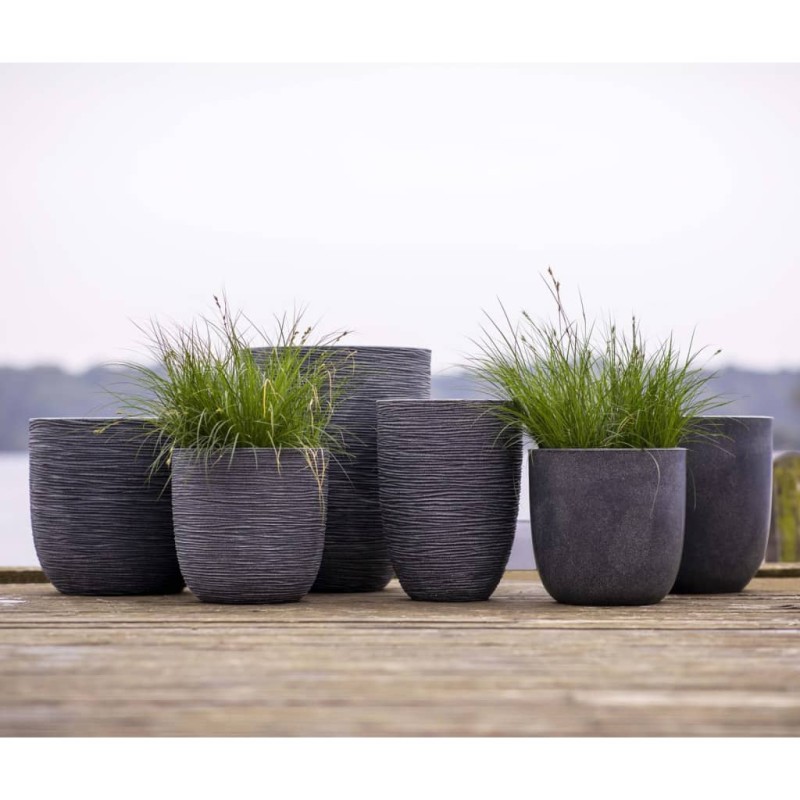 Capi Vase Waste Rib Elegant Niedrig 34x46 cm Grau Capi Vase Waste Rib Elegant Niedrig 34x46 cm Grau