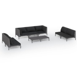 vidaXL 8-tlg. Garten-Lounge-Set mit Kissen Poly Rattan Dunkelgrau