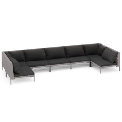 vidaXL 7-tlg. Garten-Lounge-Set mit Auflagen Poly Rattan Dunkelgrau