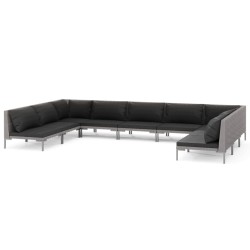 vidaXL 9-tlg. Garten-Lounge-Set mit Auflagen Poly Rattan Dunkelgrau