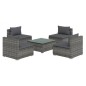 vidaXL 5-tlg. Garten-Lounge-Set mit Kissen Poly Rattan Grau vidaXL 5-tlg. Garten-Lounge-Set mit Kissen Poly Rattan Grau