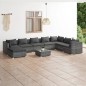 vidaXL 9-tlg. Garten-Lounge-Set mit Kissen Poly Rattan Grau vidaXL 9-tlg. Garten-Lounge-Set mit Kissen Poly Rattan Grau