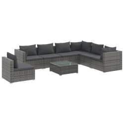 vidaXL 8-tlg. Garten-Lounge-Set mit Kissen Poly Rattan Grau
