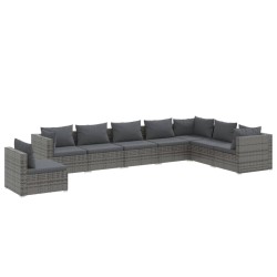 vidaXL 8-tlg. Garten-Lounge-Set mit Kissen Poly Rattan Grau