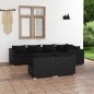 vidaXL 7-tlg. Garten-Lounge-Set mit Kissen Schwarz Poly Rattan vidaXL 7-tlg. Garten-Lounge-Set mit Kissen Schwarz Poly Rattan