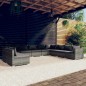 vidaXL 10-tlg. Garten-Lounge-Set mit Kissen Grau Poly Rattan vidaXL 10-tlg. Garten-Lounge-Set mit Kissen Grau Poly Rattan