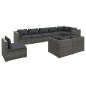 vidaXL 9-tlg. Garten-Lounge-Set mit Kissen Poly Rattan Grau vidaXL 9-tlg. Garten-Lounge-Set mit Kissen Poly Rattan Grau