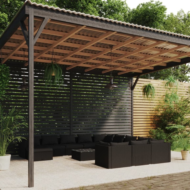 vidaXL 12-tlg. Garten-Lounge-Set mit Kissen Poly Rattan Schwarz vidaXL 12-tlg. Garten-Lounge-Set mit Kissen Poly Rattan Schwarz