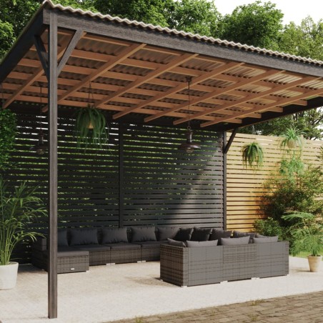 vidaXL 12-tlg. Garten-Lounge-Set mit Kissen Poly Rattan Grau