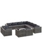 vidaXL 11-tlg. Garten-Lounge-Set mit Kissen Grau Poly Rattan vidaXL 11-tlg. Garten-Lounge-Set mit Kissen Grau Poly Rattan