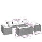 vidaXL 11-tlg. Garten-Lounge-Set mit Kissen Grau Poly Rattan vidaXL 11-tlg. Garten-Lounge-Set mit Kissen Grau Poly Rattan