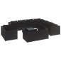 vidaXL 12-tlg. Garten-Lounge-Set mit Kissen Schwarz Poly Rattan