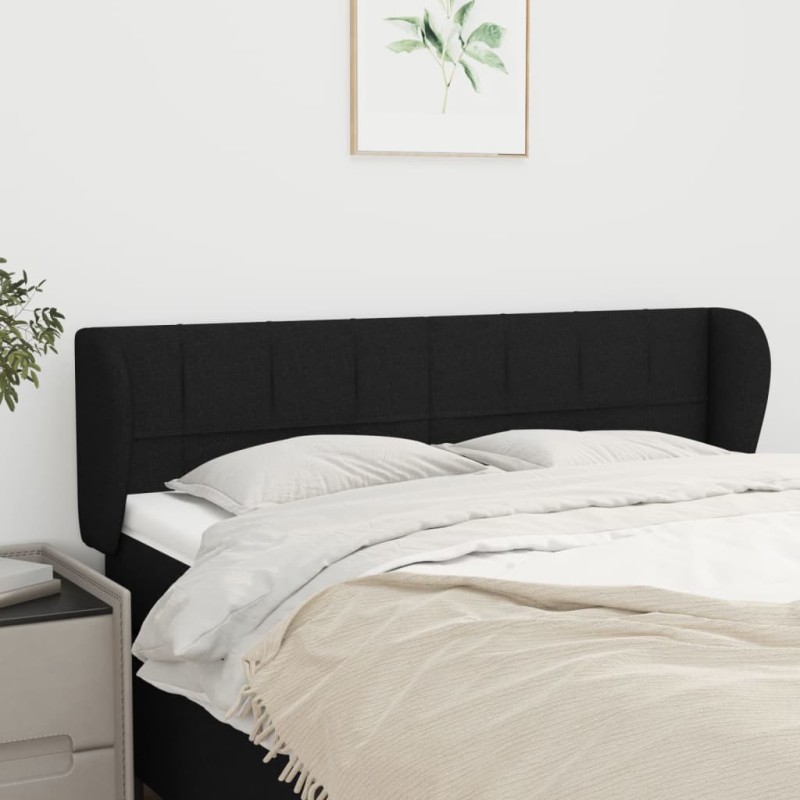 vidaXL Kopfteil mit Ohren Schwarz 147x23x78/88 cm Stoff vidaXL Kopfteil mit Ohren Schwarz 147x23x78/88 cm Stoff