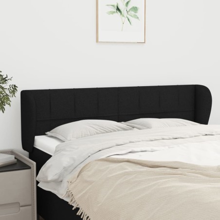 vidaXL Kopfteil mit Ohren Schwarz 147x23x78/88 cm Stoff