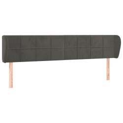 vidaXL Kopfteil mit Ohren Dunkelgrau 163x23x78/88 cm Samt