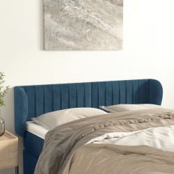 vidaXL Kopfteil mit Ohren Dunkelblau 147x23x78/88 cm Samt