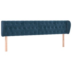 vidaXL Kopfteil mit Ohren Dunkelblau 203x23x78/88 cm Samt