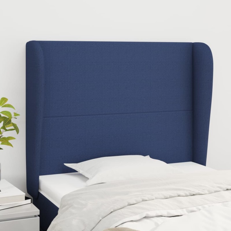 vidaXL Kopfteil mit Ohren Blau 83x23x118/128 cm Stoff vidaXL Kopfteil mit Ohren Blau 83x23x118/128 cm Stoff