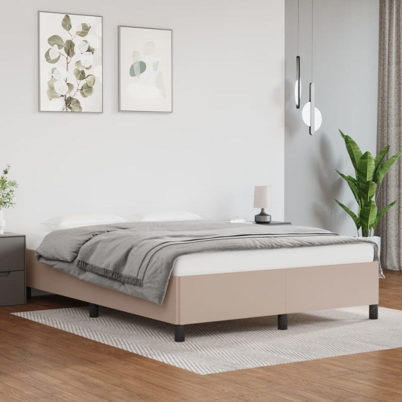 Bettgestell Cappuccino-Braun 140x190 cm Kunstleder Bettgestell Cappuccino-Braun 140x190 cm Kunstleder