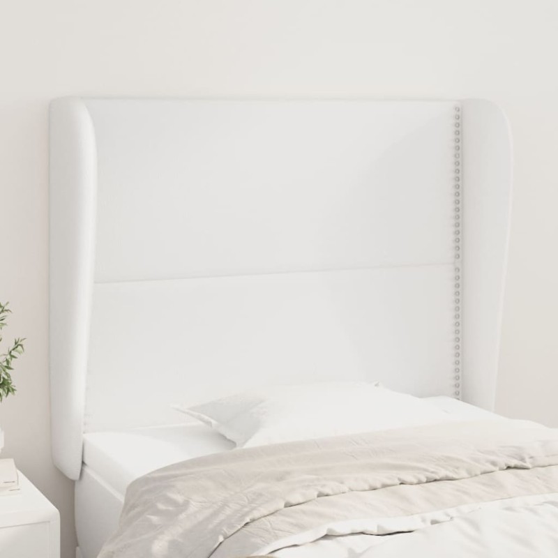 vidaXL Kopfteil mit Ohren Weiß 93x23x118/128 cm Kunstleder vidaXL Kopfteil mit Ohren Weiß 93x23x118/128 cm Kunstleder
