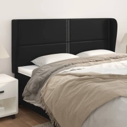 vidaXL Kopfteil mit Ohren Schwarz 163x23x118/128 cm Kunstleder