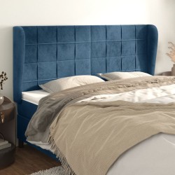 vidaXL Kopfteil mit Ohren Dunkelblau 163x23x118/128 cm Samt