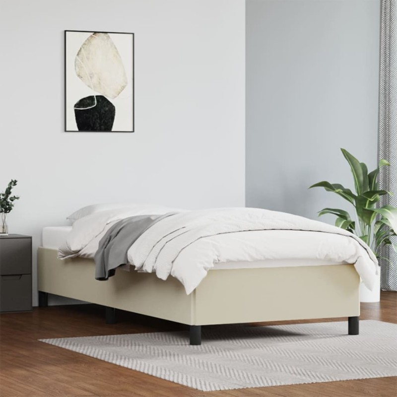Bettgestell Creme 100x200 cm Kunstleder Bettgestell Creme 100x200 cm Kunstleder