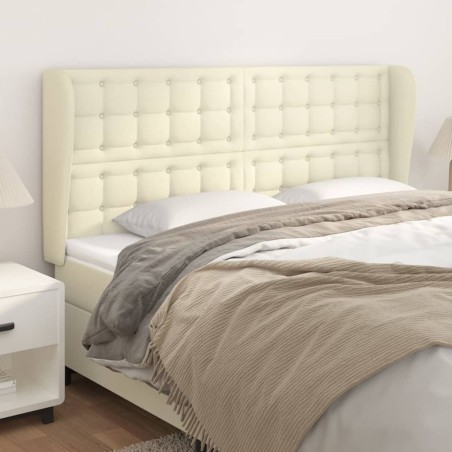 vidaXL Kopfteil mit Ohren Creme 163x23x118/128 cm Kunstleder
