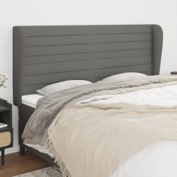vidaXL Kopfteil mit Ohren Dunkelgrau 183x23x118/128 cm Stoff