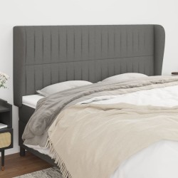 vidaXL Kopfteil mit Ohren Dunkelgrau 163x23x118/128 cm Stoff