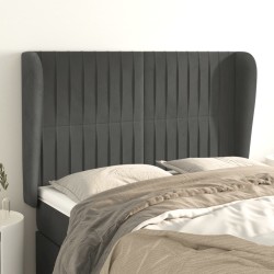 vidaXL Kopfteil mit Ohren Dunkelgrau 147x23x118/128 cm Samt