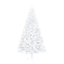 vidaXL Künstlicher Halb-Weihnachtsbaum Beleuchtung Ständer Weiß 150 cm