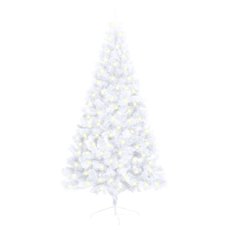 vidaXL Künstlicher Halb-Weihnachtsbaum Beleuchtung Ständer Weiß 150 cm vidaXL Künstlicher Halb-Weihnachtsbaum Beleuchtung Ständer Weiß 150 cm