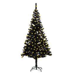 vidaXL Künstlicher Weihnachtsbaum Beleuchtung & Ständer Schwarz 180 cm