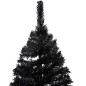 vidaXL Künstlicher Weihnachtsbaum Beleuchtung & Ständer Schwarz 180 cm vidaXL Künstlicher Weihnachtsbaum Beleuchtung & Ständer Schwarz 180 cm