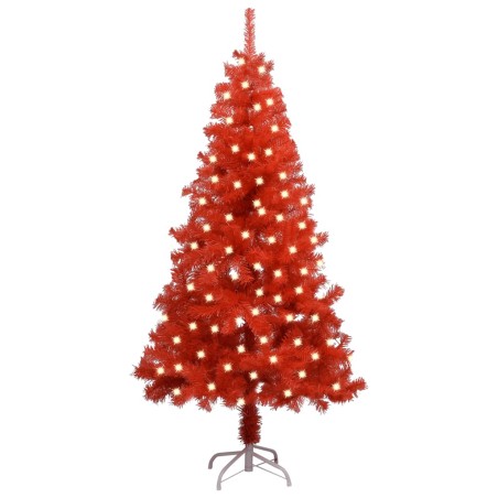 vidaXL Künstlicher Weihnachtsbaum mit Beleuchtung & Ständer Rot 120 cm