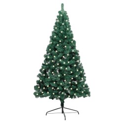 vidaXL Künstlicher Halb-Weihnachtsbaum Beleuchtung Ständer Grün 240 cm