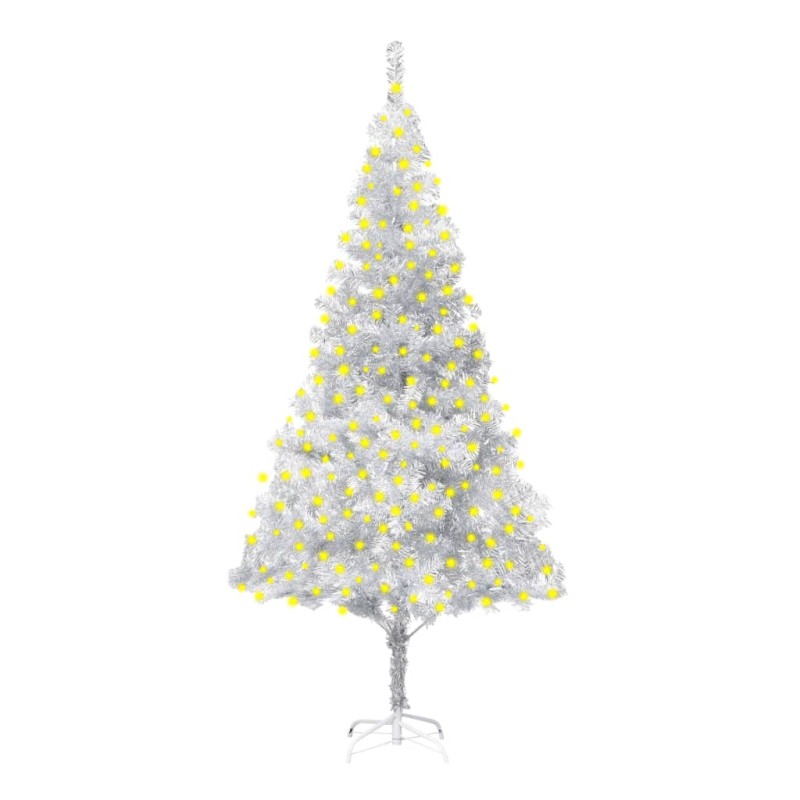 vidaXL Künstlicher Weihnachtsbaum Beleuchtung & Ständer Silber 210 cm vidaXL Künstlicher Weihnachtsbaum Beleuchtung & Ständer Silber 210 cm