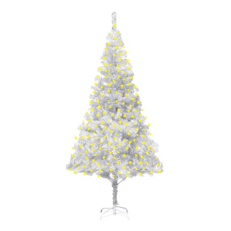 vidaXL Künstlicher Weihnachtsbaum Beleuchtung & Ständer Silber 210 cm