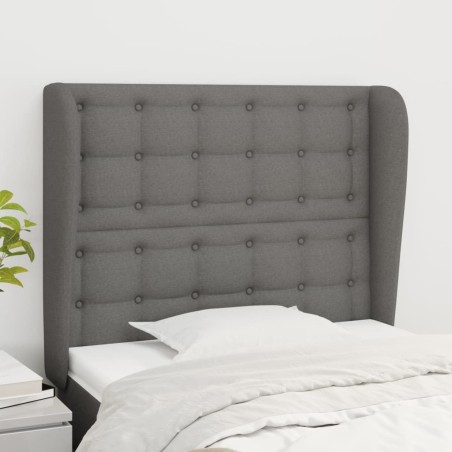 vidaXL Kopfteil mit Ohren Dunkelgrau 93x23x118/128 cm Stoff