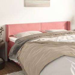 vidaXL Kopfteil mit Ohren Rosa 183x16x78/88 cm Samt