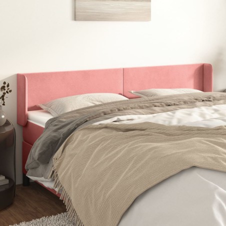 vidaXL Kopfteil mit Ohren Rosa 183x16x78/88 cm Samt