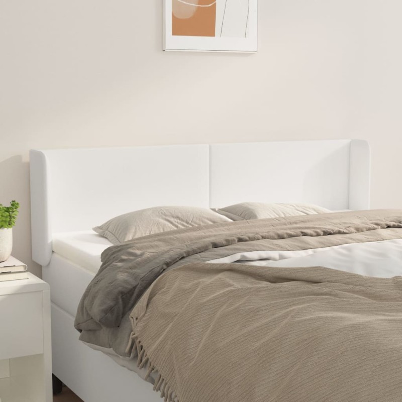 vidaXL Kopfteil mit Ohren Weiß 147x16x78/88 cm Kunstleder vidaXL Kopfteil mit Ohren Weiß 147x16x78/88 cm Kunstleder
