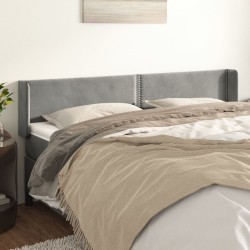 vidaXL Kopfteil mit Ohren Hellgrau 183x16x78/88 cm Samt