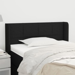 vidaXL Kopfteil mit Ohren Schwarz 83x16x78/88 cm Stoff