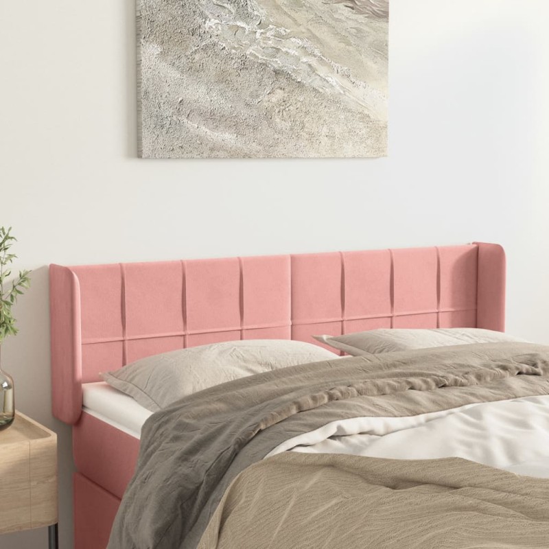 vidaXL Kopfteil mit Ohren Rosa 147x16x78/88 cm Samt vidaXL Kopfteil mit Ohren Rosa 147x16x78/88 cm Samt