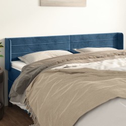 vidaXL Kopfteil mit Ohren Dunkelblau 183x16x78/88 cm Samt